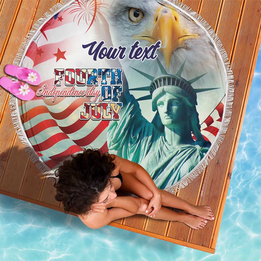 Personalized 4th of July USA Statue of Liberty Beach Blanket Happy Independence Day LT9 - Wonder Print Shop