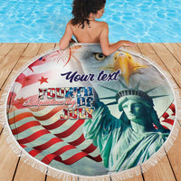 Personalized 4th of July USA Statue of Liberty Beach Blanket Happy Independence Day LT9 - Wonder Print Shop