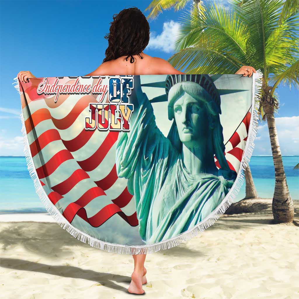 Personalized 4th of July USA Statue of Liberty Beach Blanket Happy Independence Day LT9 - Wonder Print Shop