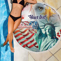 Personalized 4th of July USA Statue of Liberty Beach Blanket Happy Independence Day LT9 - Wonder Print Shop