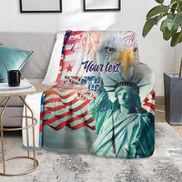 Personalized 4th of July USA Statue of Liberty Blanket Happy Independence Day