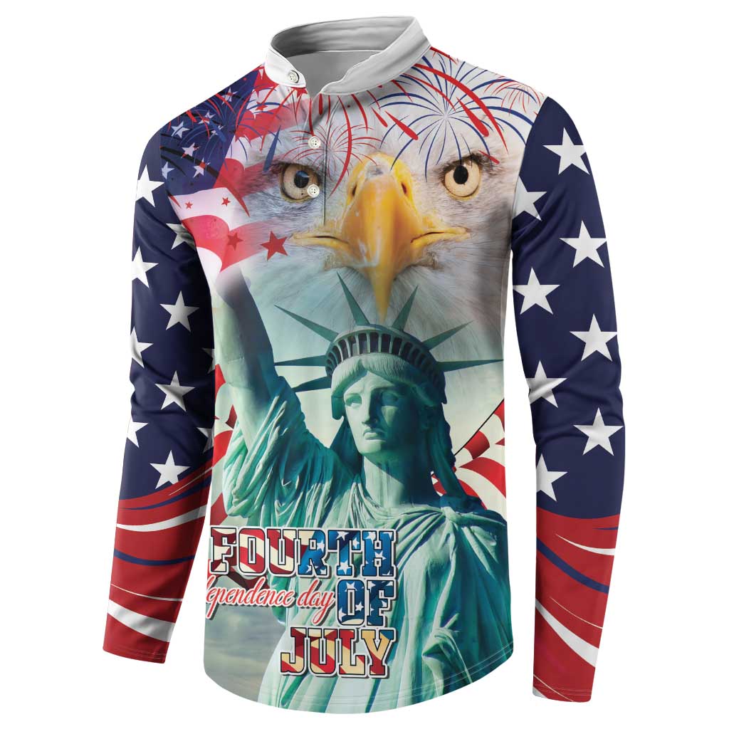 Personalized 4th of July USA Statue of Liberty Button Sweatshirt Happy Independence Day LT9 - Wonder Print Shop