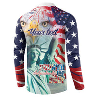 Personalized 4th of July USA Statue of Liberty Button Sweatshirt Happy Independence Day LT9 - Wonder Print Shop