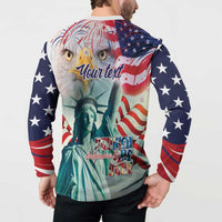 Personalized 4th of July USA Statue of Liberty Button Sweatshirt Happy Independence Day LT9 - Wonder Print Shop