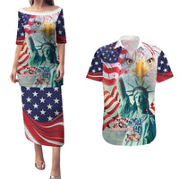Personalized 4th of July USA Statue of Liberty Couples Matching Puletasi and Hawaiian Shirt Happy Independence Day LT9 - Wonder Print Shop