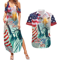Personalized 4th of July USA Statue of Liberty Couples Matching Summer Maxi Dress and Hawaiian Shirt Happy Independence Day LT9 - Wonder Print Shop