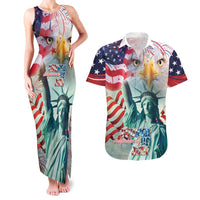 Personalized 4th of July USA Statue of Liberty Couples Matching Tank Maxi Dress and Hawaiian Shirt Happy Independence Day LT9 - Wonder Print Shop