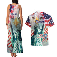Personalized 4th of July USA Statue of Liberty Couples Matching Tank Maxi Dress and Hawaiian Shirt Happy Independence Day LT9 - Wonder Print Shop