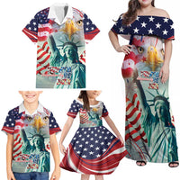 Personalized 4th of July USA Statue of Liberty Family Matching Off Shoulder Maxi Dress and Hawaiian Shirt Happy Independence Day LT9 - Wonder Print Shop