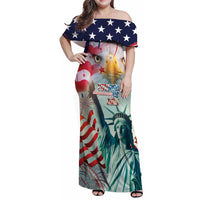 Personalized 4th of July USA Statue of Liberty Family Matching Off Shoulder Maxi Dress and Hawaiian Shirt Happy Independence Day LT9 - Wonder Print Shop
