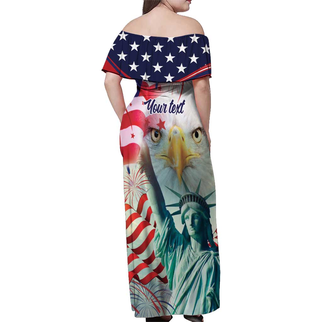 Personalized 4th of July USA Statue of Liberty Family Matching Off Shoulder Maxi Dress and Hawaiian Shirt Happy Independence Day LT9 - Wonder Print Shop