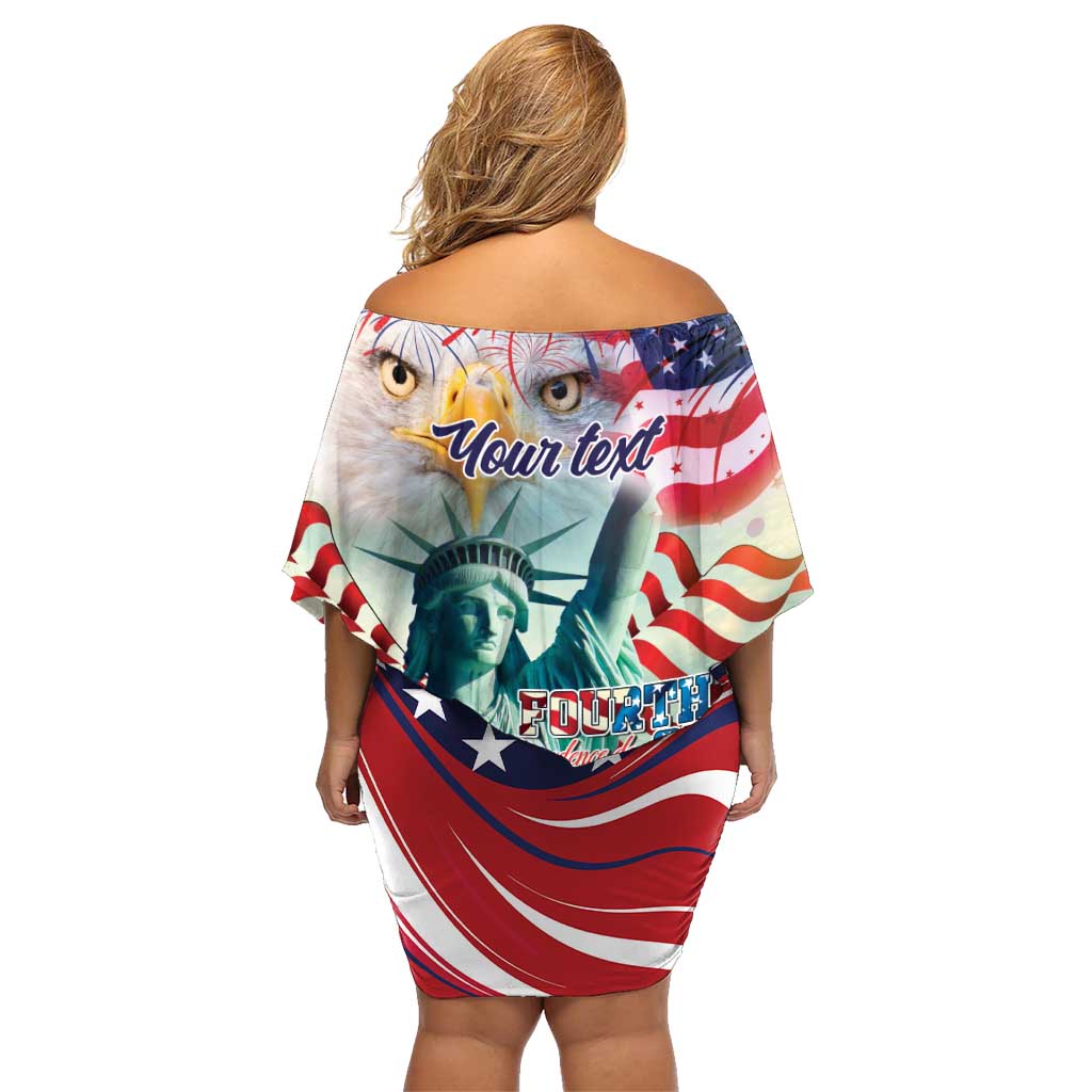 Personalized 4th of July USA Statue of Liberty Family Matching Off Shoulder Short Dress and Hawaiian Shirt Happy Independence Day LT9 - Wonder Print Shop