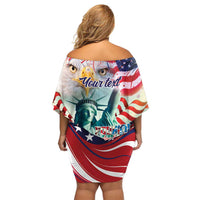 Personalized 4th of July USA Statue of Liberty Family Matching Off Shoulder Short Dress and Hawaiian Shirt Happy Independence Day LT9 - Wonder Print Shop