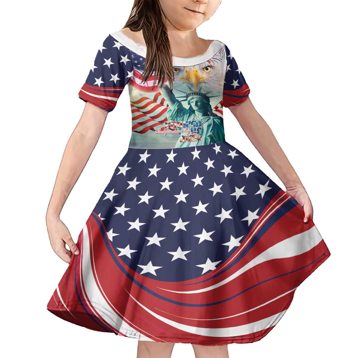 Personalized 4th of July USA Statue of Liberty Family Matching Puletasi and Hawaiian Shirt Happy Independence Day - Wonder Print Shop