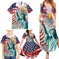 Personalized 4th of July USA Statue of Liberty Family Matching Summer Maxi Dress and Hawaiian Shirt Happy Independence Day - Wonder Print Shop