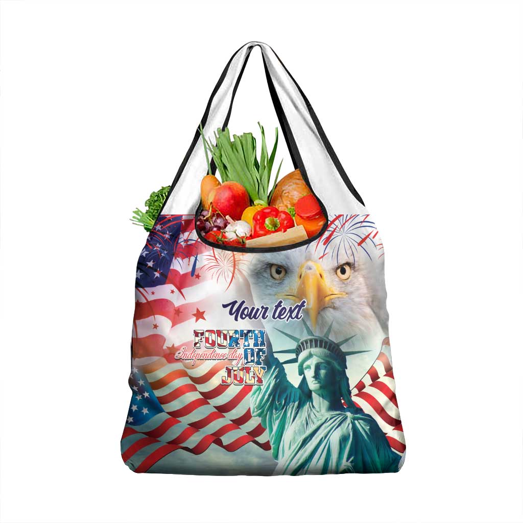 Personalized 4th of July USA Statue of Liberty Grocery Bag Happy Independence Day