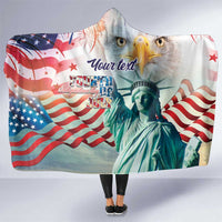 Personalized 4th of July USA Statue of Liberty Hooded Blanket Happy Independence Day