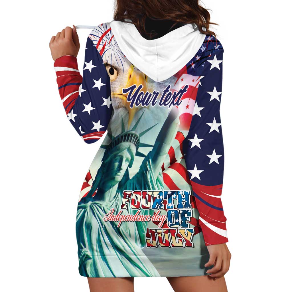 Personalized 4th of July USA Statue of Liberty Hoodie Dress Happy Independence Day - Wonder Print Shop