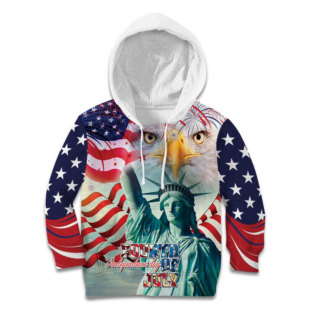 Personalized 4th of July USA Statue of Liberty Kid Hoodie Happy Independence Day - Wonder Print Shop