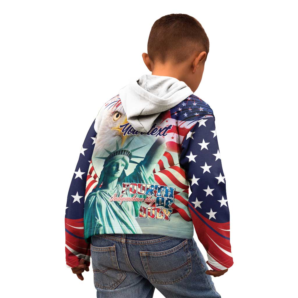 Personalized 4th of July USA Statue of Liberty Kid Hoodie Happy Independence Day - Wonder Print Shop