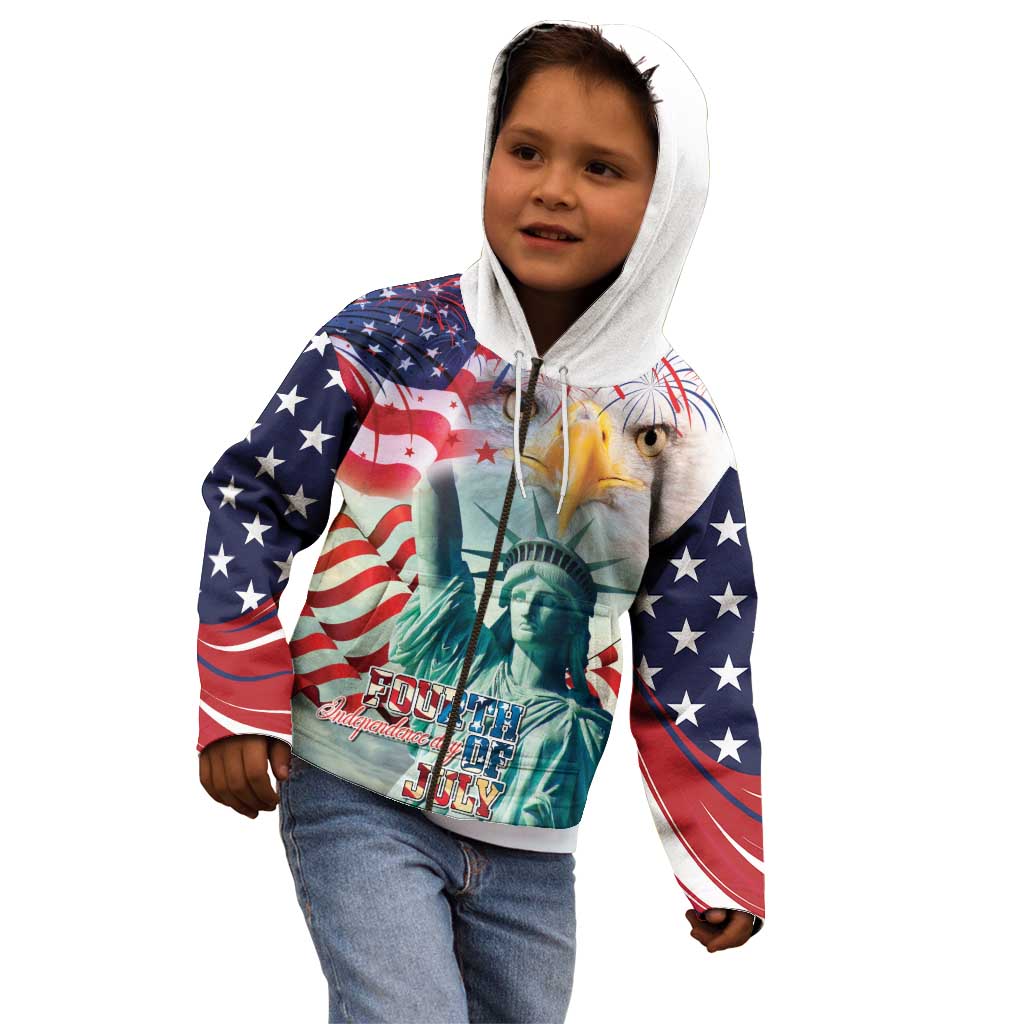 Personalized 4th of July USA Statue of Liberty Kid Hoodie Happy Independence Day - Wonder Print Shop
