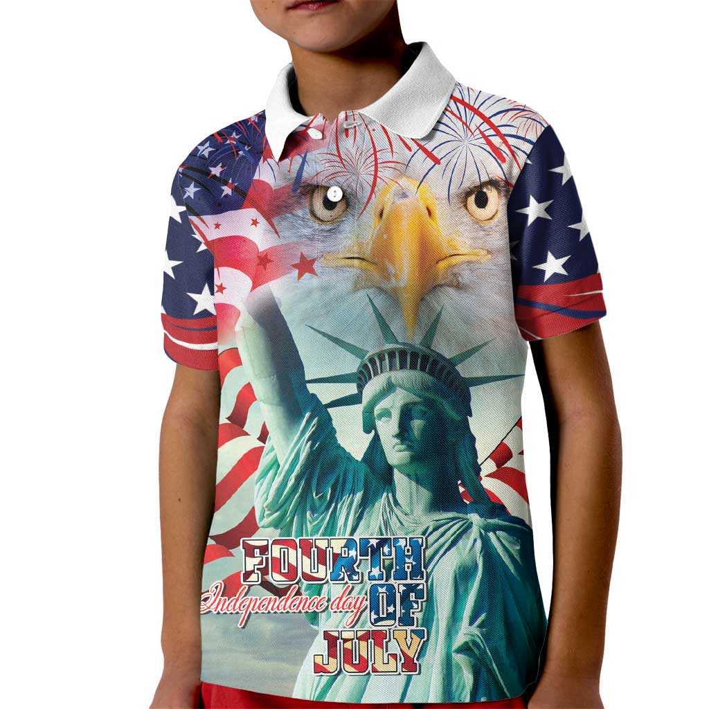 Personalized 4th of July USA Statue of Liberty Kid Polo Shirt Happy Independence Day - Wonder Print Shop