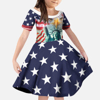 Personalized 4th of July USA Statue of Liberty Kid Short Sleeve Dress Happy Independence Day - Wonder Print Shop