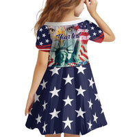Personalized 4th of July USA Statue of Liberty Kid Short Sleeve Dress Happy Independence Day - Wonder Print Shop
