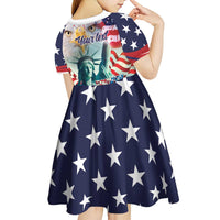 Personalized 4th of July USA Statue of Liberty Kid Short Sleeve Dress Happy Independence Day - Wonder Print Shop