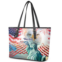 Personalized 4th of July USA Statue of Liberty Leather Tote Bag Happy Independence Day - Wonder Print Shop