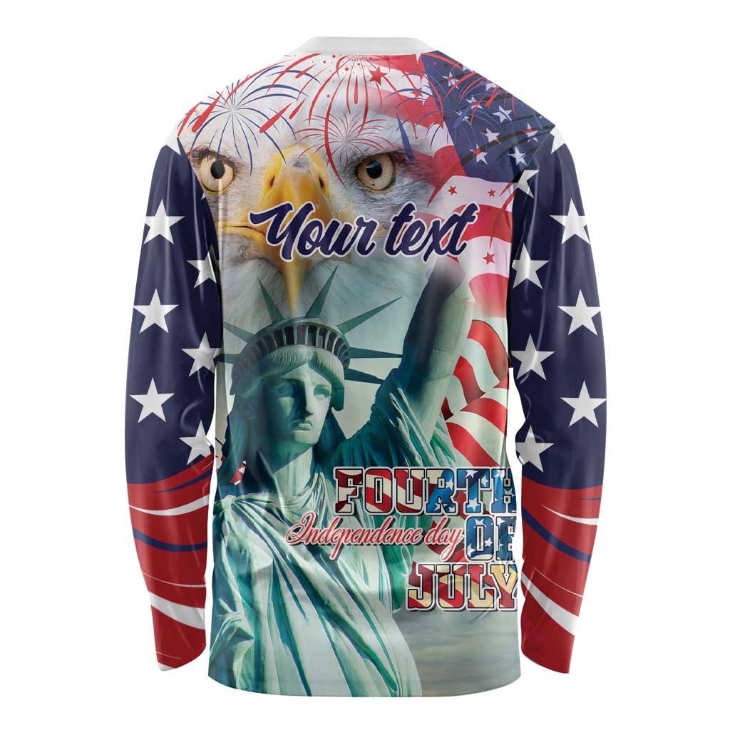 Personalized 4th of July USA Statue of Liberty Long Sleeve Shirt Happy Independence Day - Wonder Print Shop