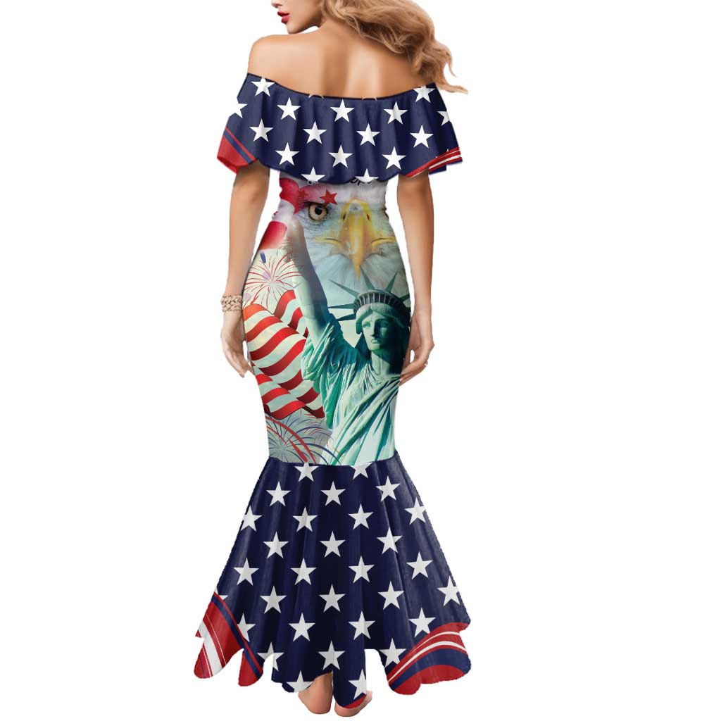 Personalized 4th of July USA Statue of Liberty Mermaid Dress Happy Independence Day - Wonder Print Shop