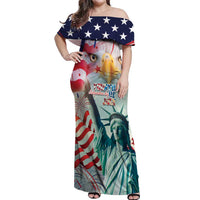 Personalized 4th of July USA Statue of Liberty Off Shoulder Maxi Dress Happy Independence Day - Wonder Print Shop