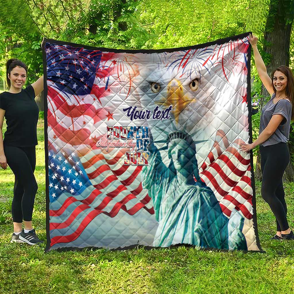 Personalized 4th of July USA Statue of Liberty Quilt Happy Independence Day - Wonder Print Shop
