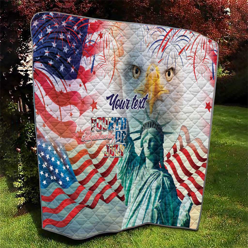 Personalized 4th of July USA Statue of Liberty Quilt Happy Independence Day - Wonder Print Shop