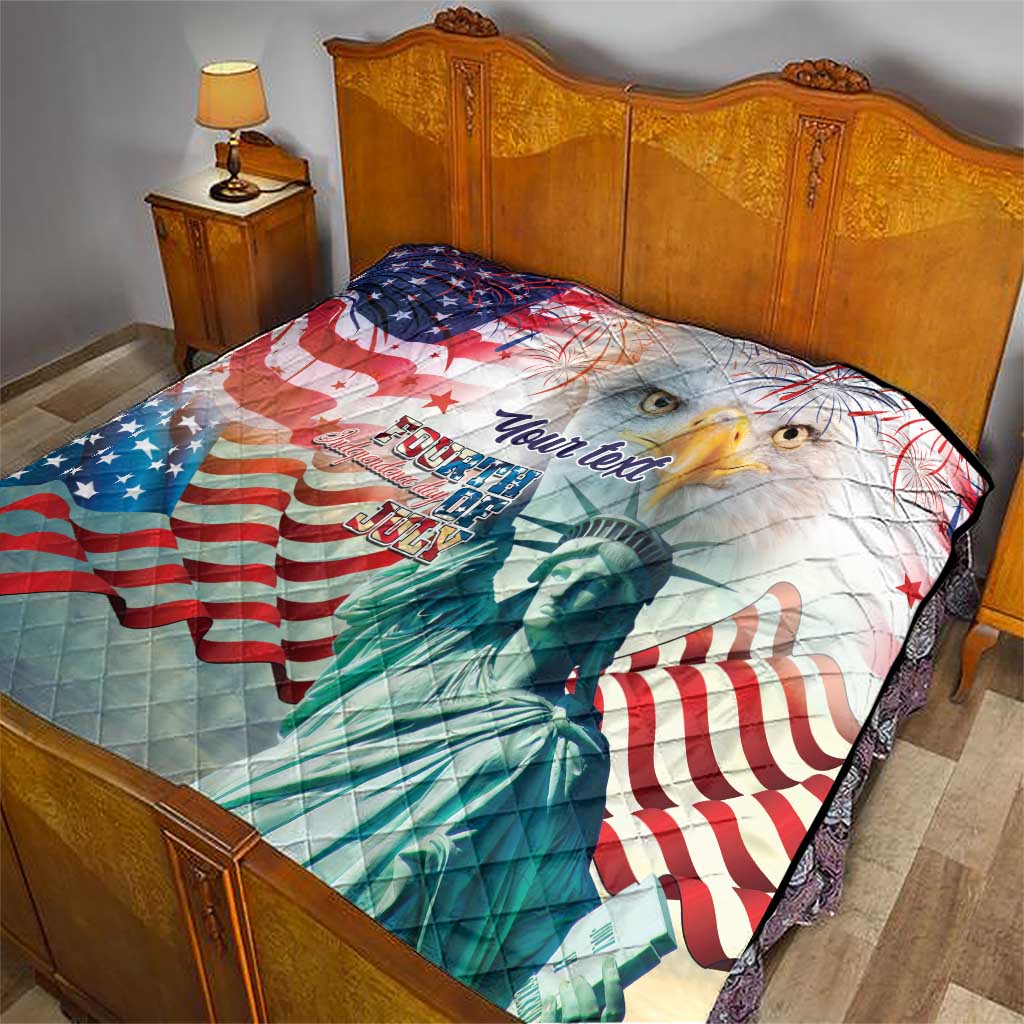 Personalized 4th of July USA Statue of Liberty Quilt Happy Independence Day - Wonder Print Shop