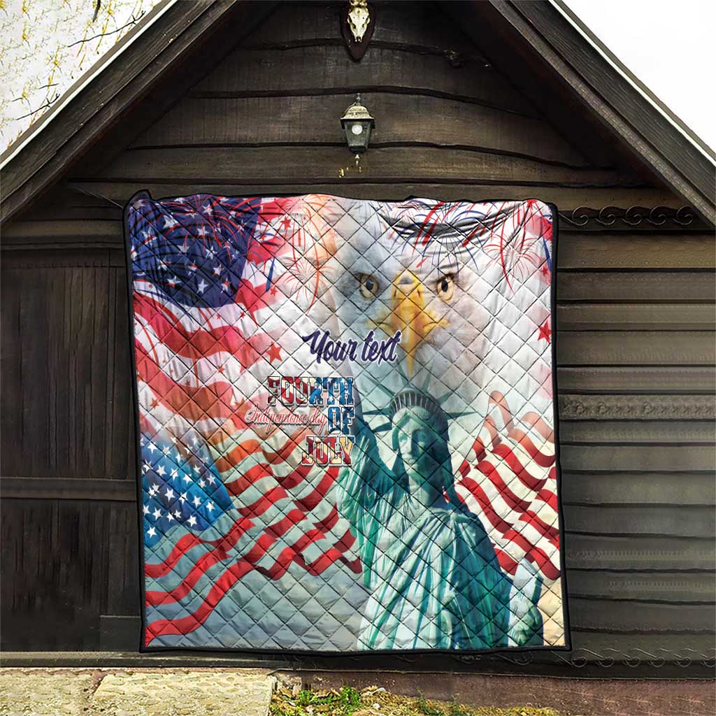 Personalized 4th of July USA Statue of Liberty Quilt Happy Independence Day - Wonder Print Shop