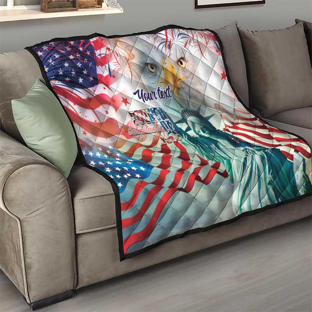 Personalized 4th of July USA Statue of Liberty Quilt Happy Independence Day - Wonder Print Shop