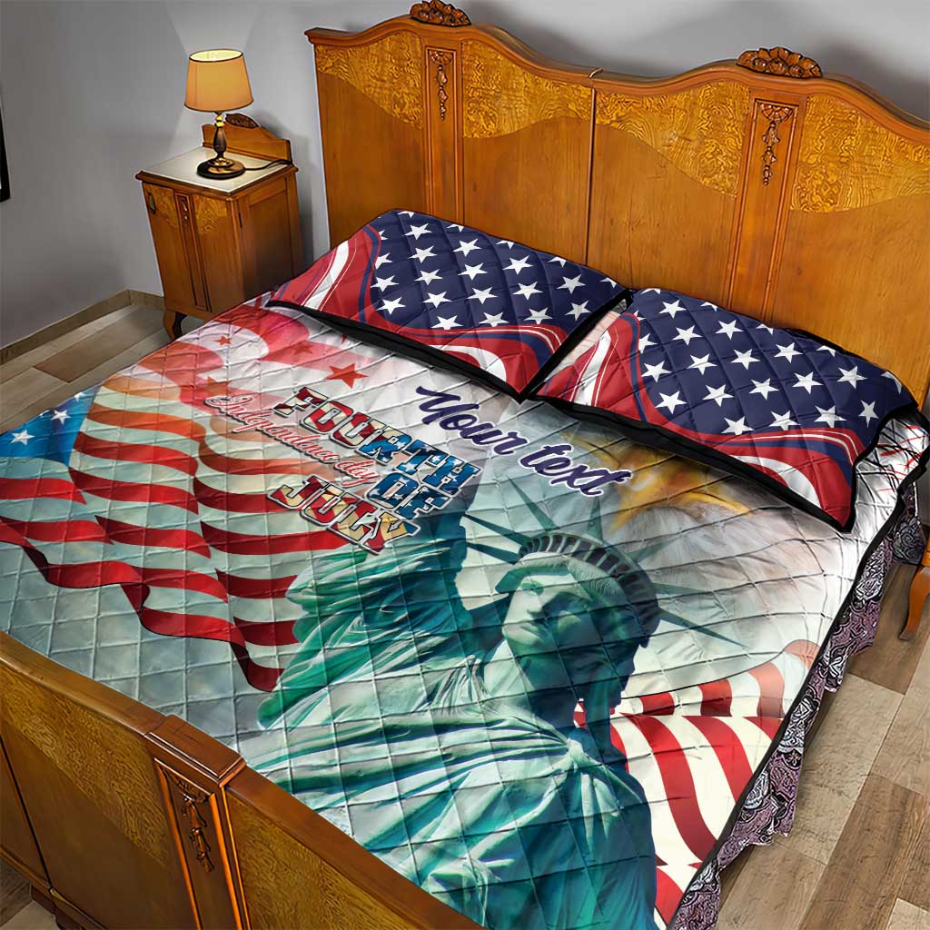 Personalized 4th of July USA Statue of Liberty Quilt Bed Set Happy Independence Day - Wonder Print Shop