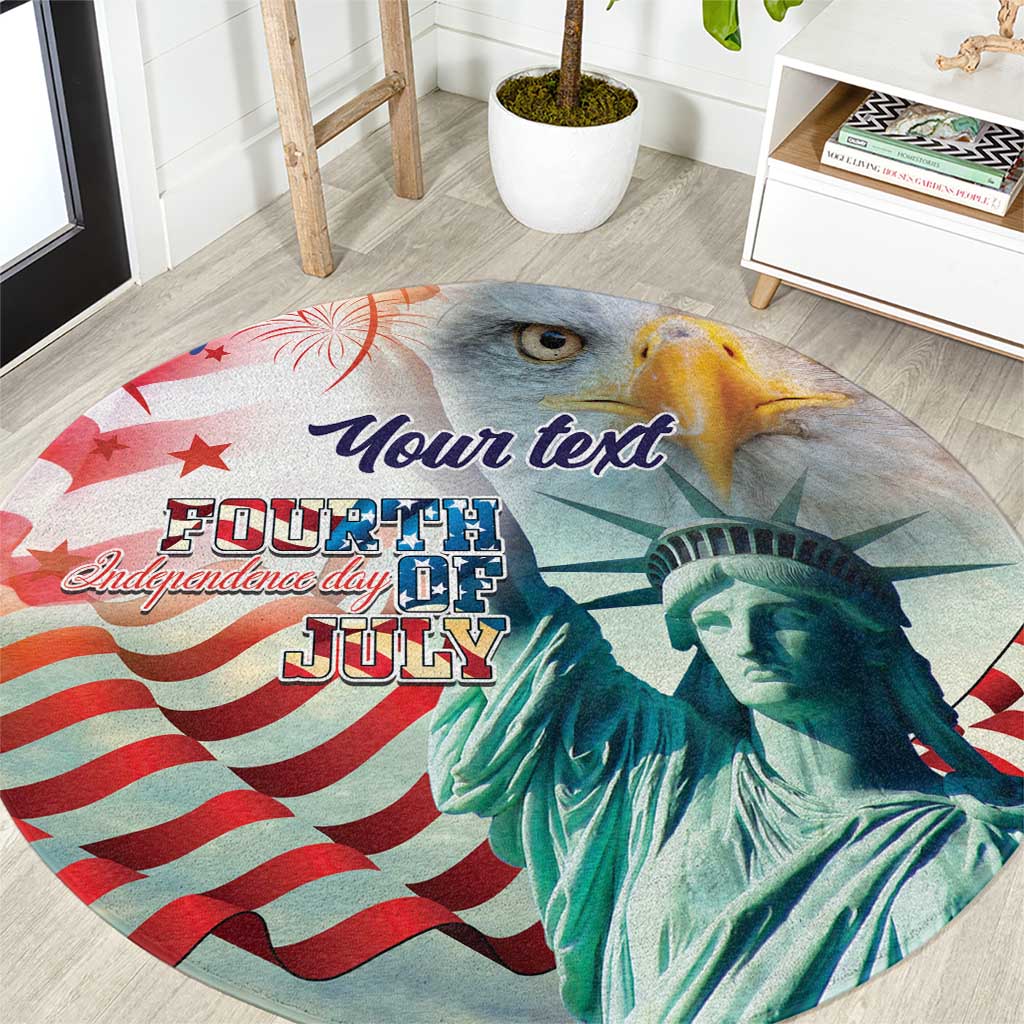 Personalized 4th of July USA Statue of Liberty Round Carpet Happy Independence Day