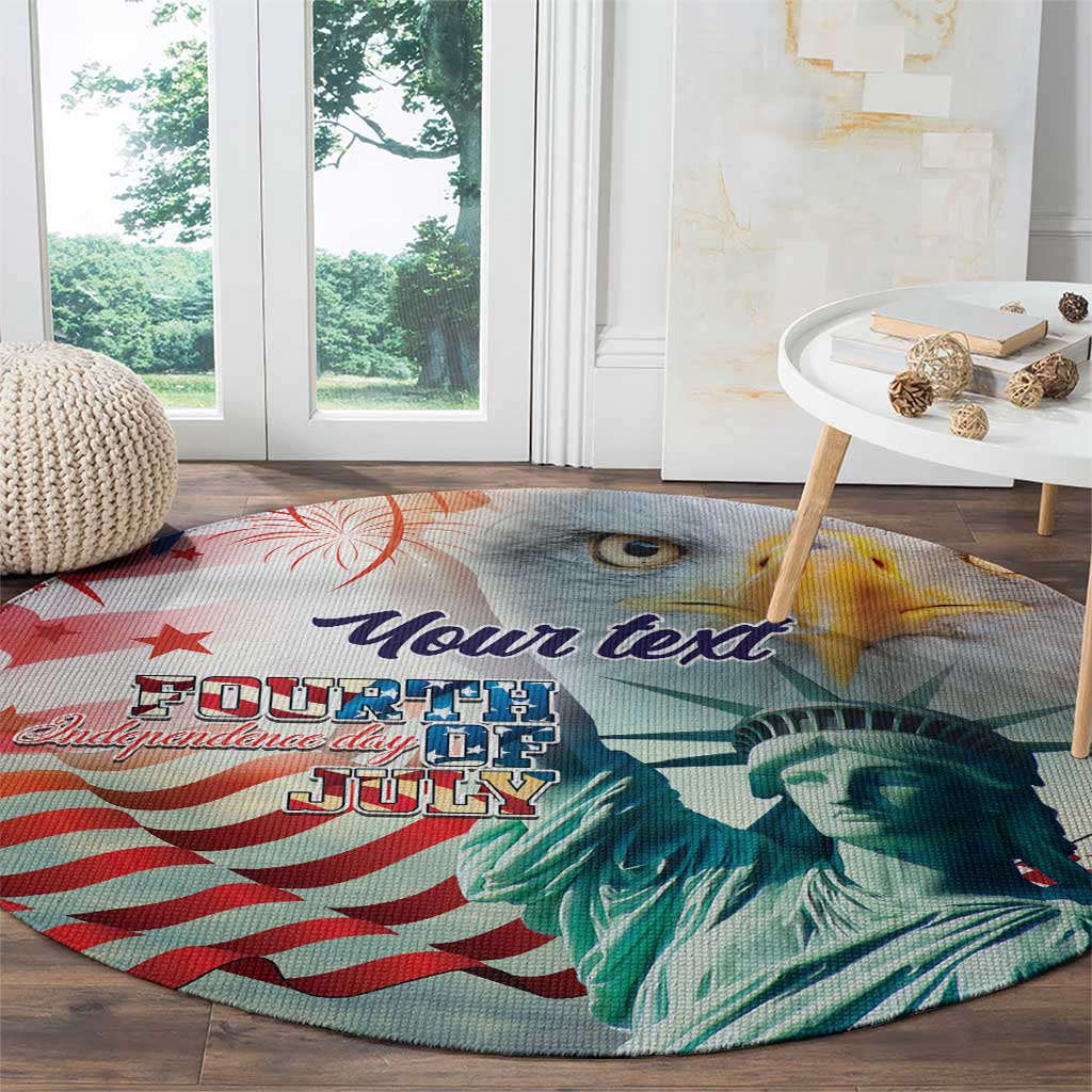 Personalized 4th of July USA Statue of Liberty Round Carpet Happy Independence Day