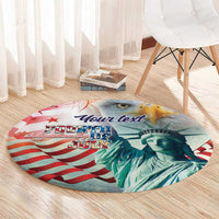 Personalized 4th of July USA Statue of Liberty Round Carpet Happy Independence Day