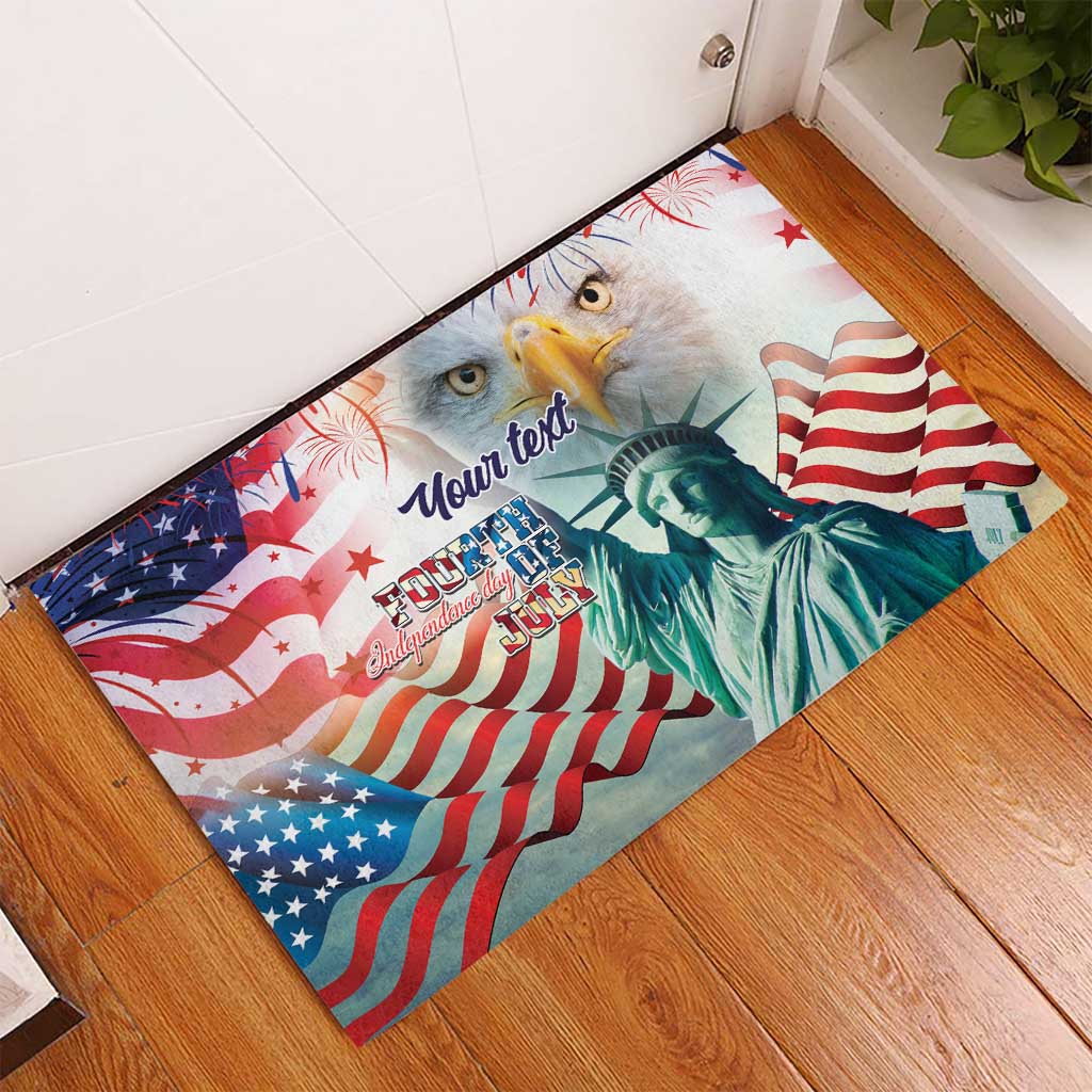 Personalized 4th of July USA Statue of Liberty Rubber Doormat Happy Independence Day - Wonder Print Shop
