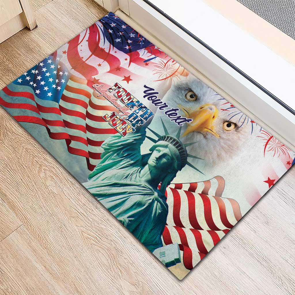 Personalized 4th of July USA Statue of Liberty Rubber Doormat Happy Independence Day - Wonder Print Shop