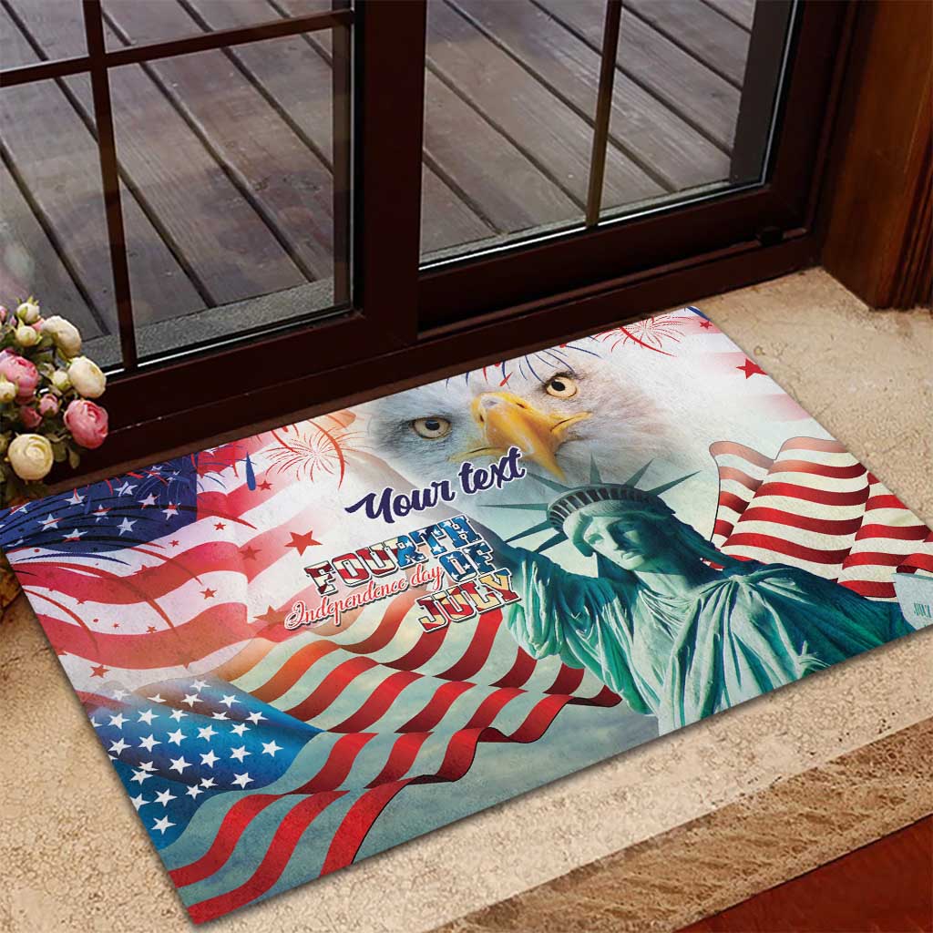 Personalized 4th of July USA Statue of Liberty Rubber Doormat Happy Independence Day - Wonder Print Shop