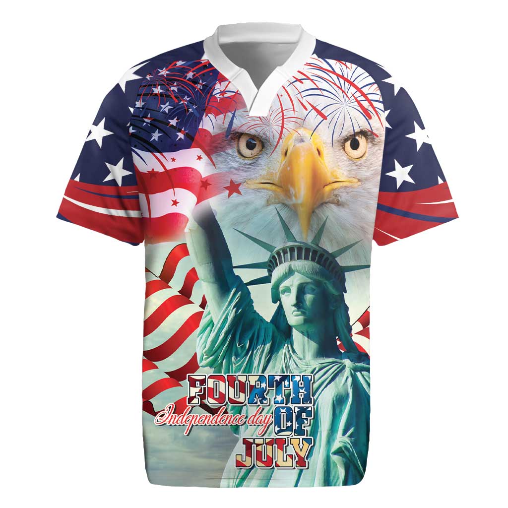 Personalized 4th of July USA Statue of Liberty Rugby Jersey Happy Independence Day - Wonder Print Shop