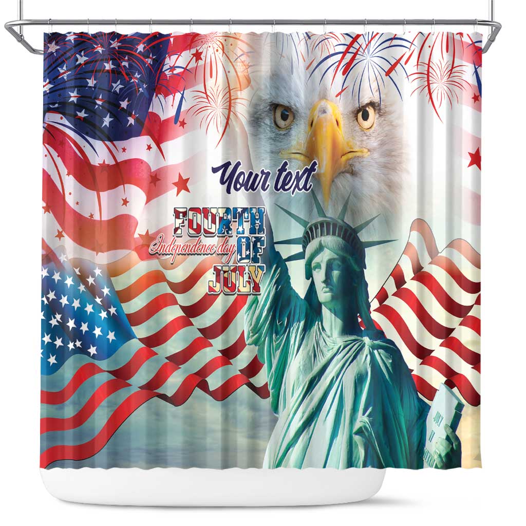 Personalized 4th of July USA Statue of Liberty Shower Curtain Happy Independence Day