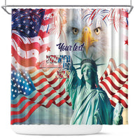 Personalized 4th of July USA Statue of Liberty Shower Curtain Happy Independence Day