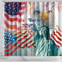 Personalized 4th of July USA Statue of Liberty Shower Curtain Happy Independence Day