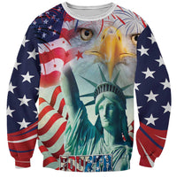 Personalized 4th of July USA Statue of Liberty Sweatshirt Happy Independence Day - Wonder Print Shop